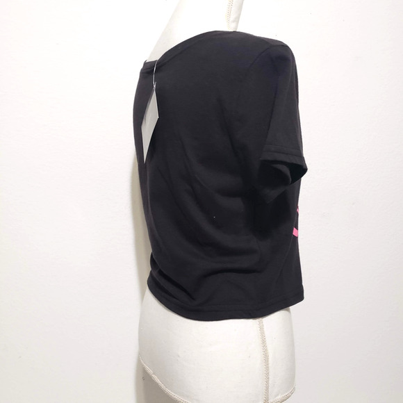 NEW!! Rolling Stones Girls Juniors SIZE XL Short Sleeve Black Crop Top Festival - Picture 3 of 9